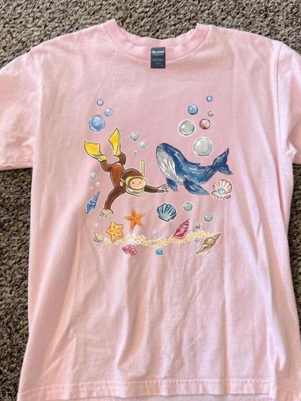 Gildan Kids Pink Diver & Whale Swim Tee